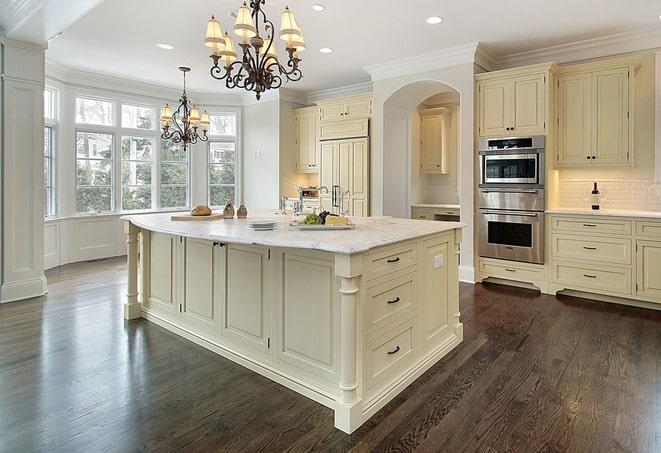 modern kitchen with laminate floor in Munroe Falls